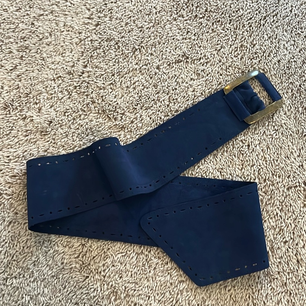 NWOT Anthropologie Cobalt Leather Tie Belt, S